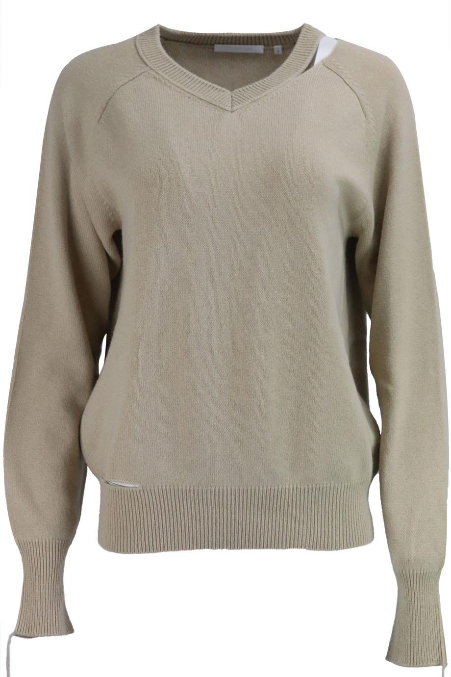 Image of HELMUT LANG DISTESSED WOOL AND CASHMERE SWEATER SMALL