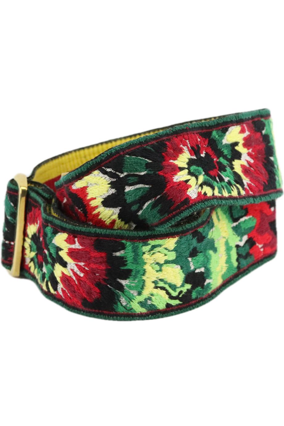 image of VALENTINO GARAVANI EMBROIDERED CANVAS AND LEATHER BAG STRAP