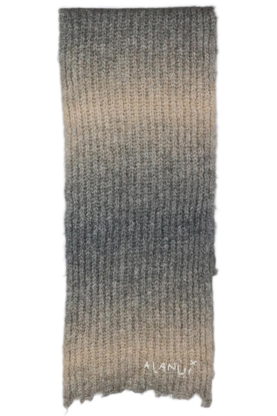 image of ALANUI DISTRESSED EMBROIDERED RIBBED ALPACA BLEND SCARF