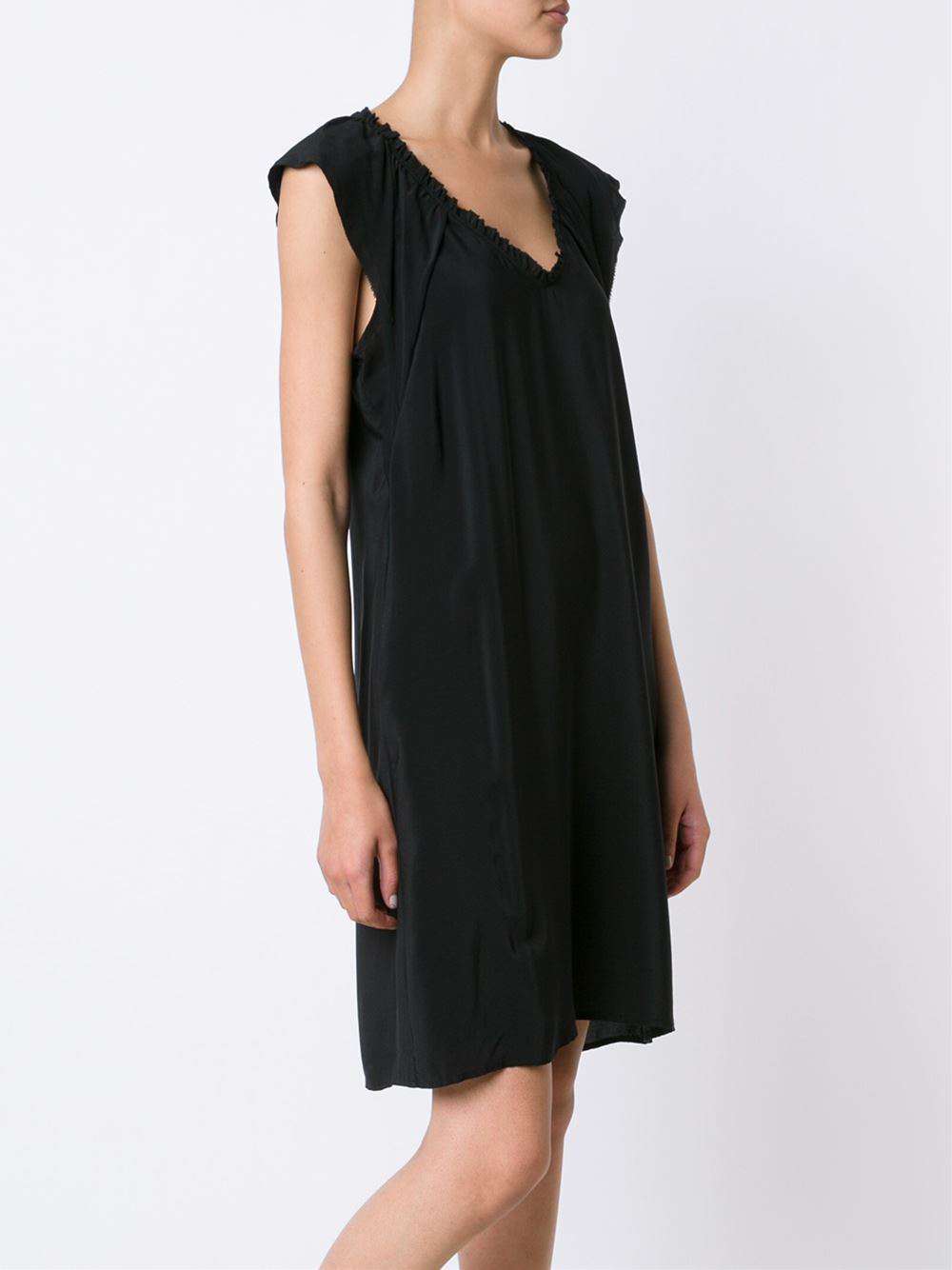 image of RAQUEL ALLEGRA BLACK SILK RUFFLE DRESS SIZE 1 UK 8/10