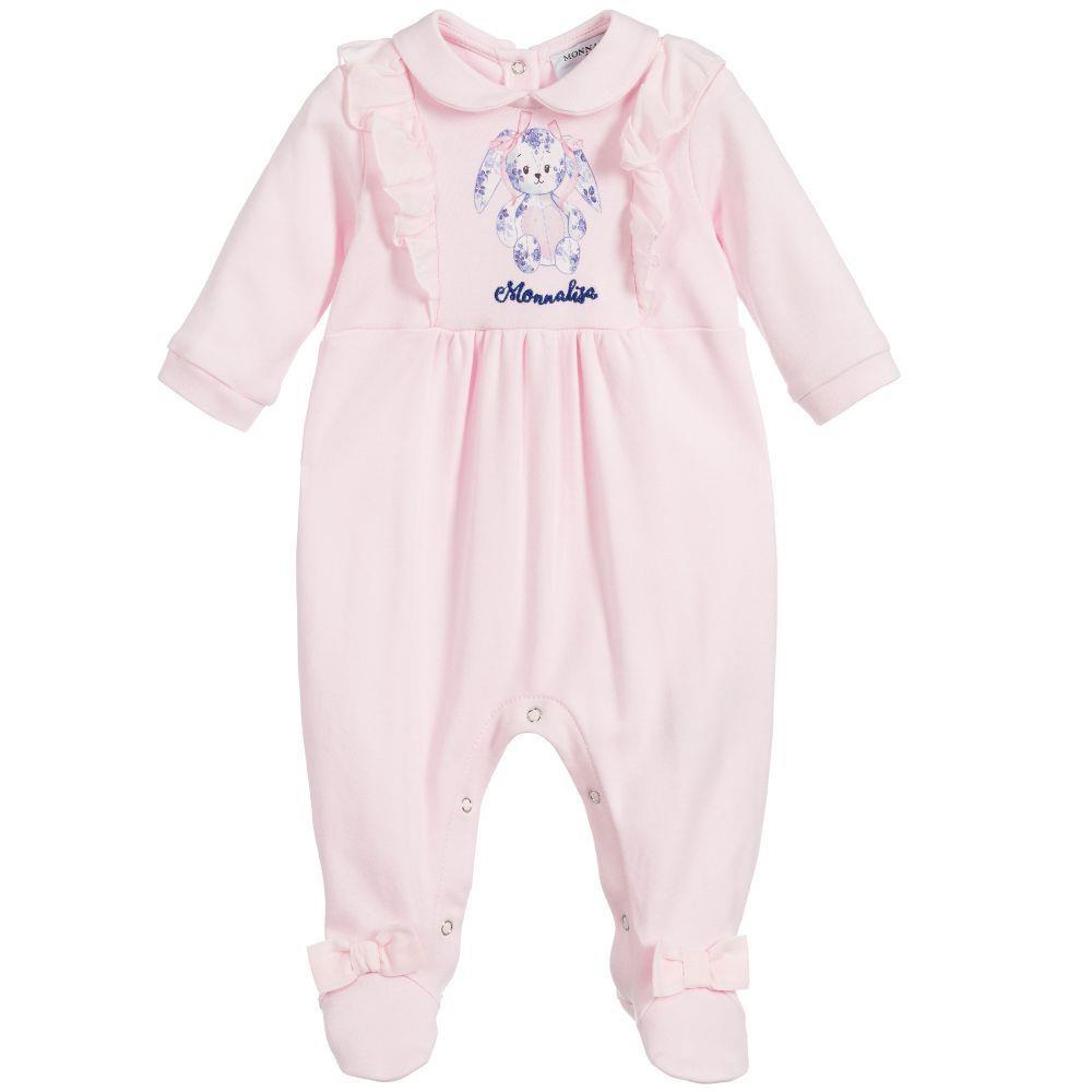 image of MONNALISA BABY GIRLS COTTON BABYGROW 1 MONTH