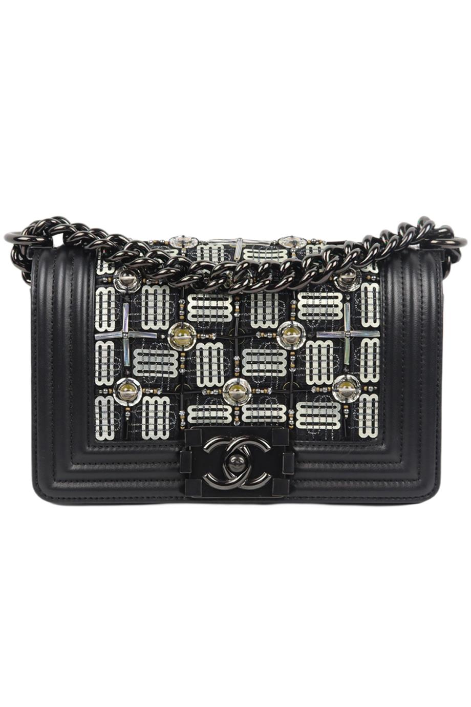 Image of CHANEL 2017 BOY SMALL LED EMBELLISHED LEATHER SHOULDER BAG