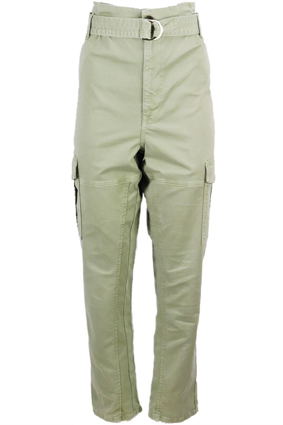 image of FRAME SAFARI BELTED COTTON BLEND TWILL STRAIGHT LEG PANTS W30 UK 12