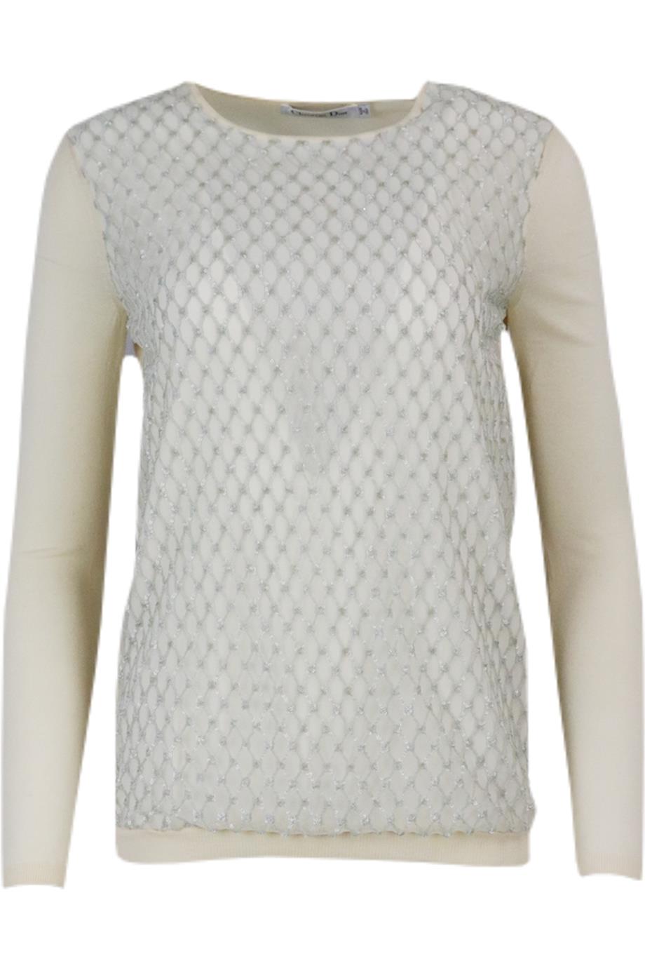 Image of CHRISTIAN DIOR SEQUINED TULLE AND WOOL SWEATER FR 38 UK 10