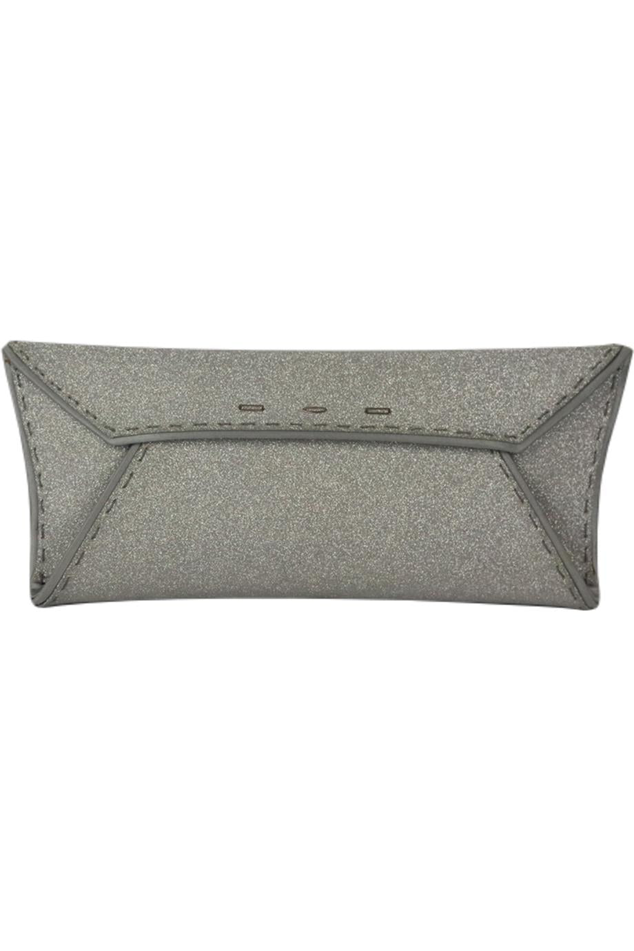 image of VBH SATIN TRIMMED GLITTERED FAUX LEATHER CLUTCH