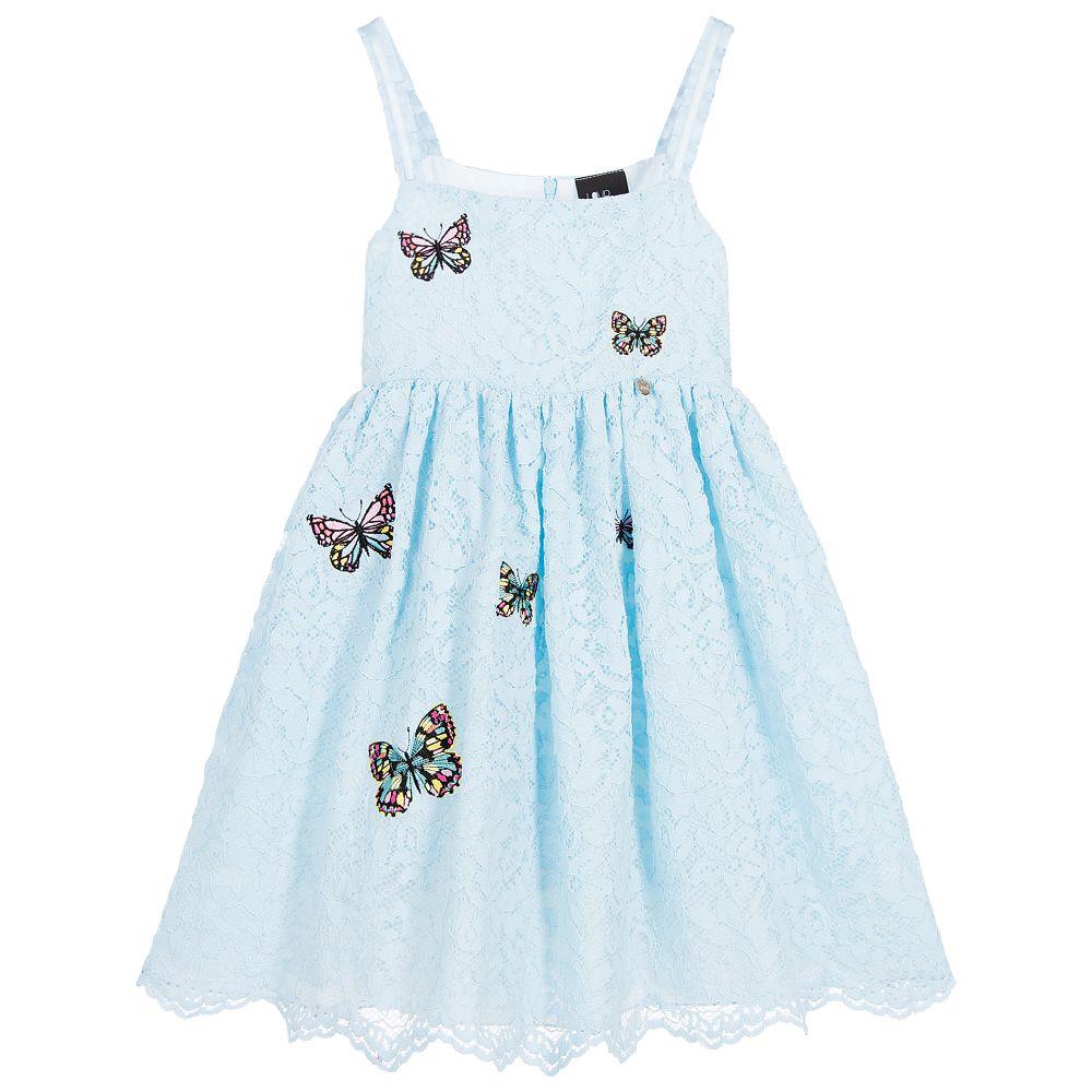 image of LOVE MADE LOVE GIRLS PALE BLUE LACE DRESS 3-4 YEARS