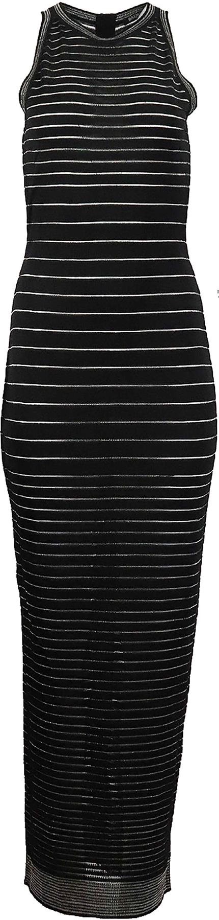 image of BALMAIN METALLIC STRIPED STRETCH KNIT MAXI DRESS FR 40 UK 12