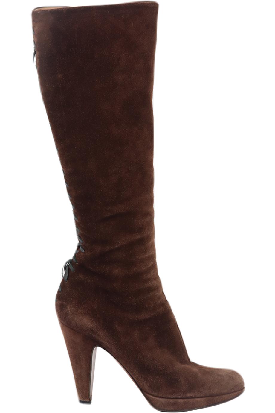 image of AZZEDINE ALAÏA SUEDE KNEE HIGH BOOTS EU 39.5 UK 6.5 US 9.5