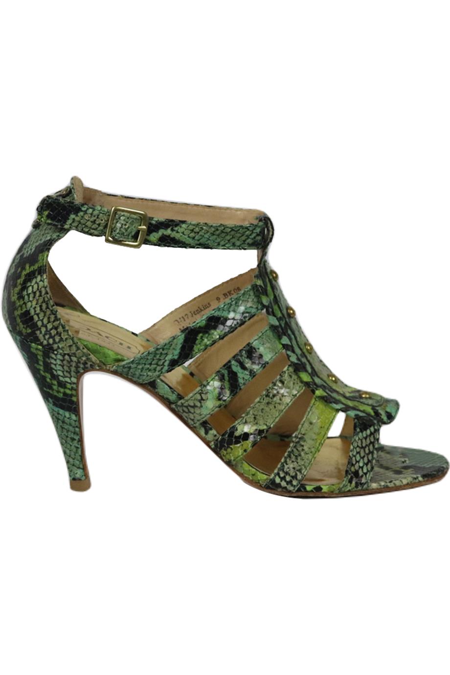 Image of COACH CUTOUT PYTHON EFFECT LEATHER SANDALS EU 39 UK 6 US 9