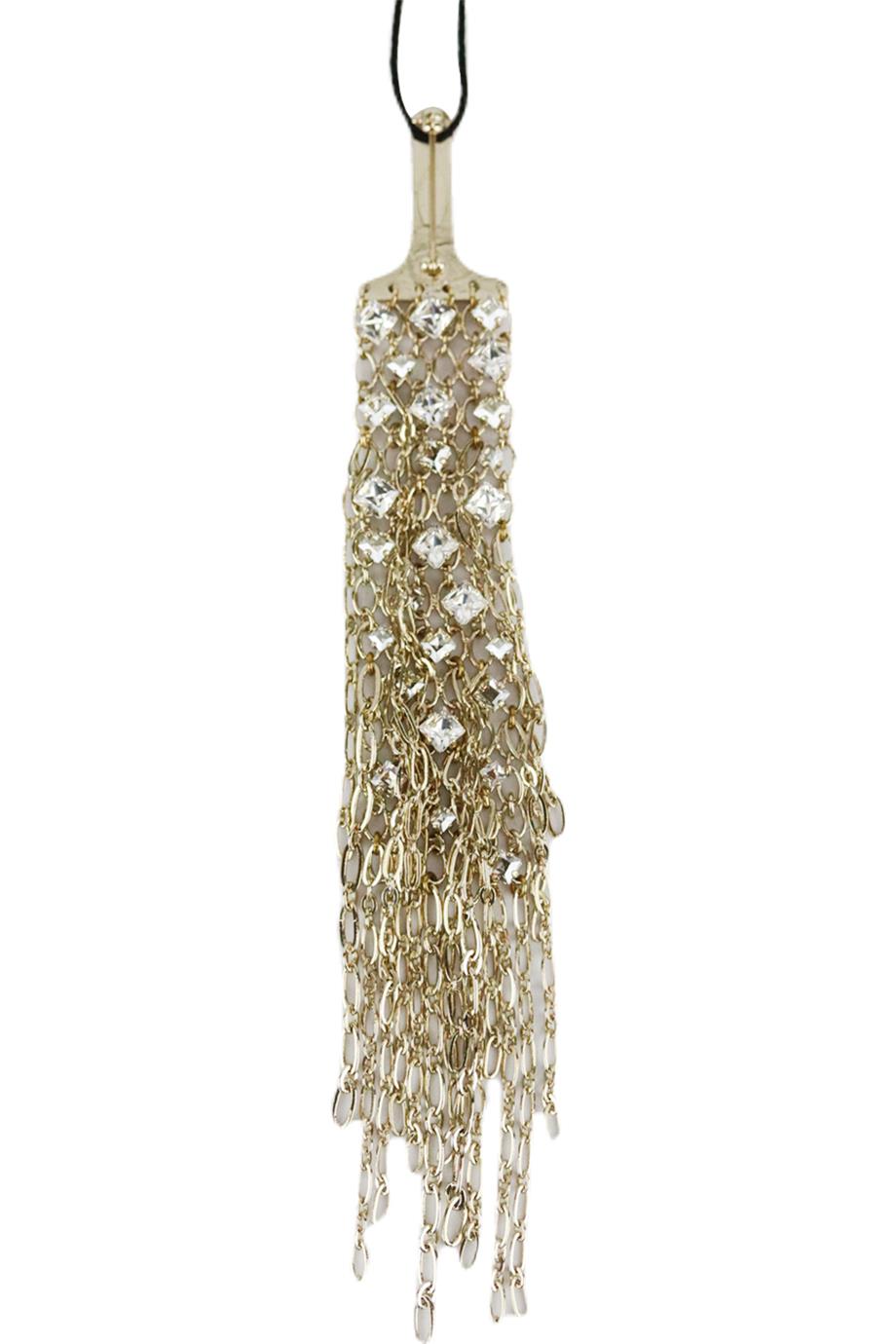 Image of LANVIN CRYSTAL EMBELLISHED FRINGED BROOCH