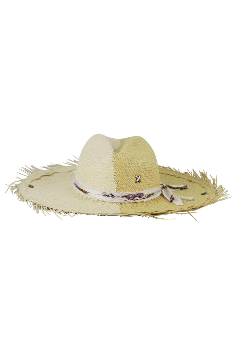 image of LIDROW FRINGED RIBBON TRIMMED STRAW HAT MEDIUM