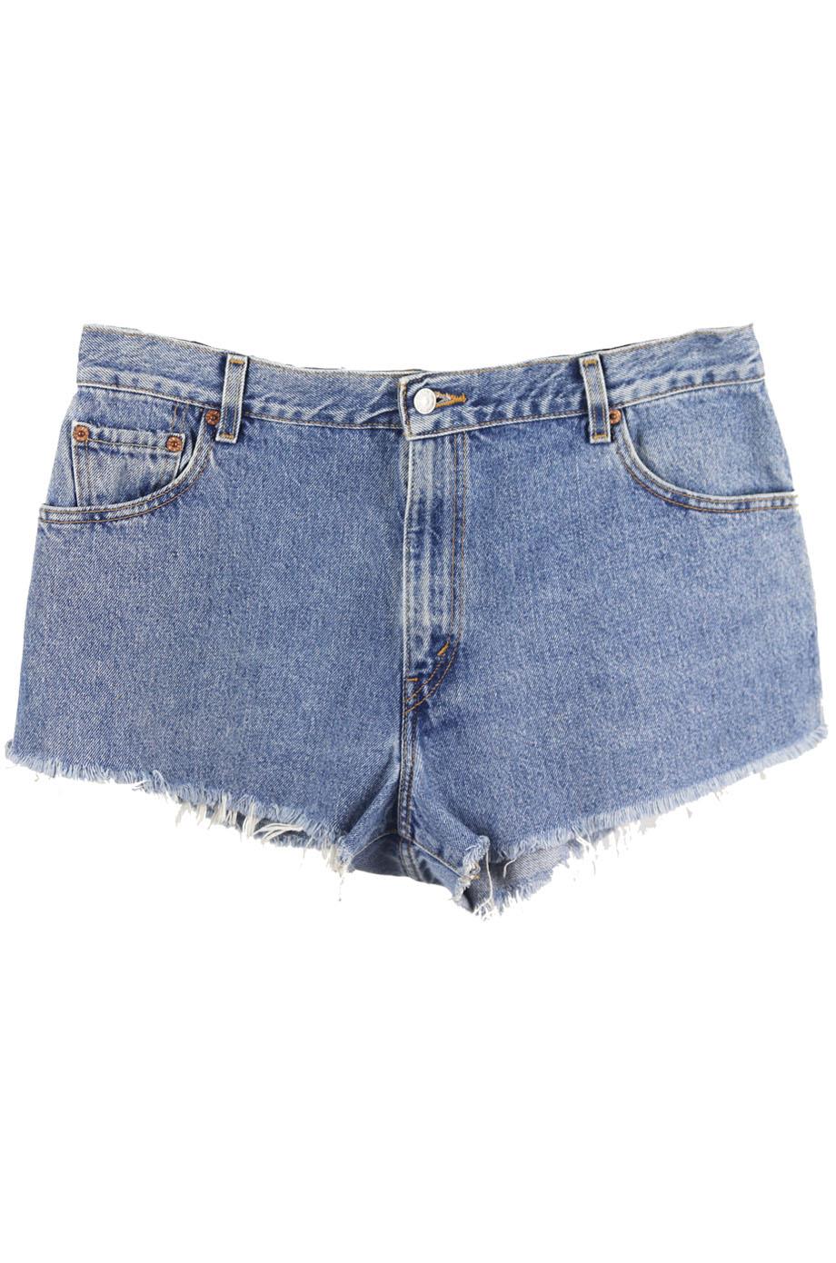 Image of LEVI'S DISTRESSED HIGH WAISTED DENIM SHORTS W30 UK 12