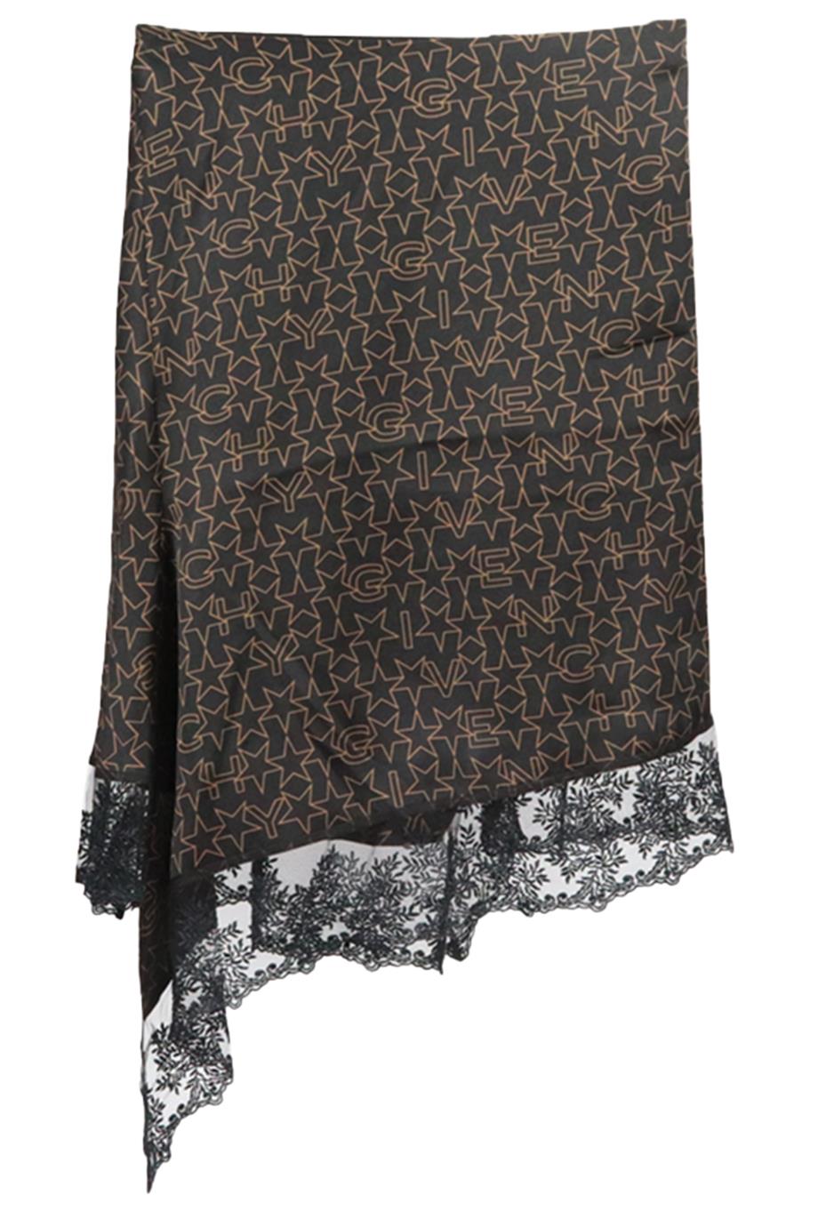 image of GIVENCHY ASYMMETRIC PRINTED SILK MINI SKIRT FR 34 UK 6