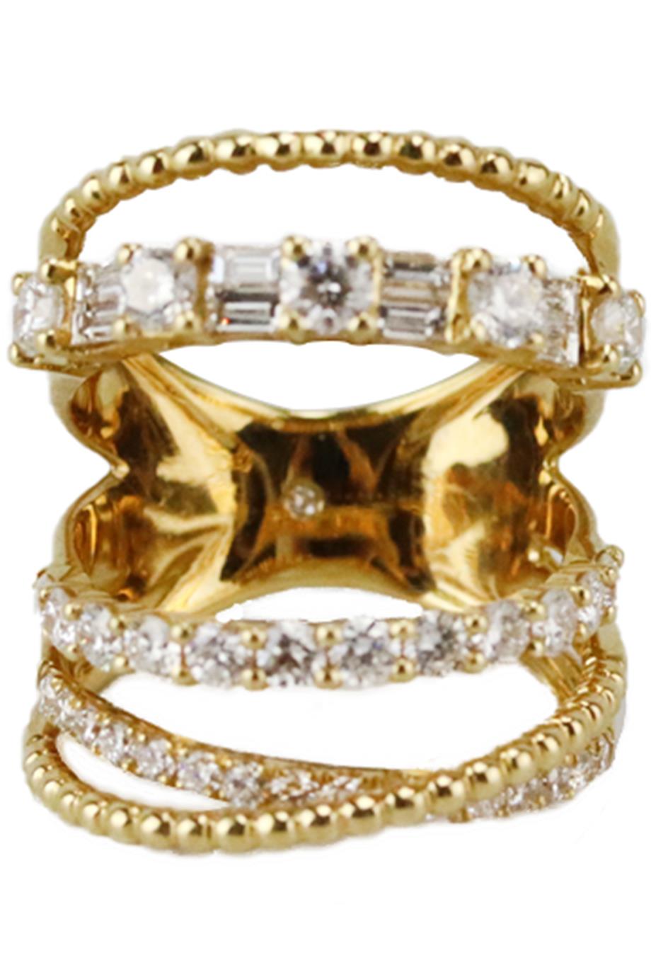 image of SHAY 18K YELLOW GOLD AND MIXED DIAMOND RING 16 MM