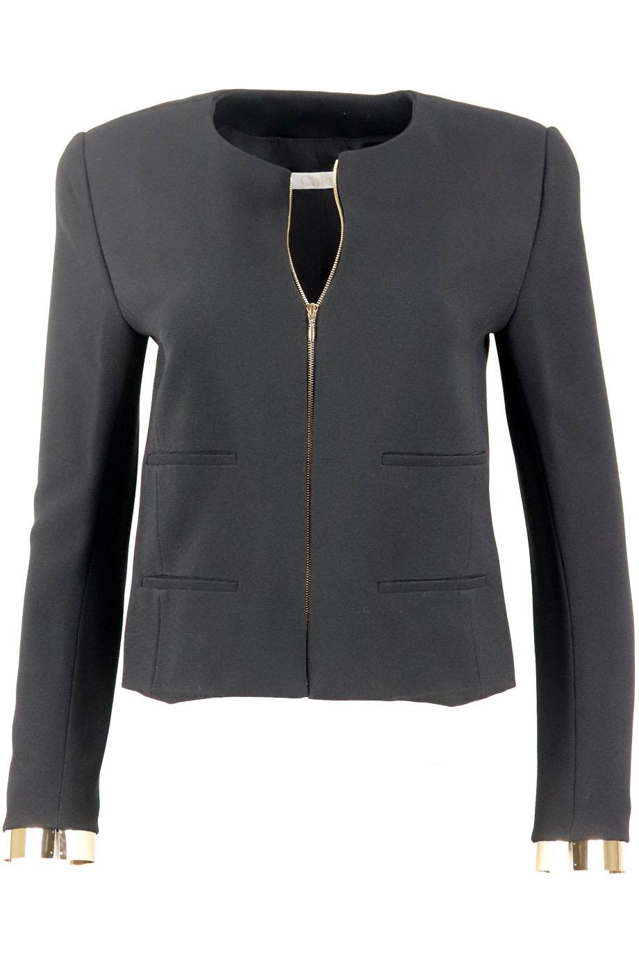 image of CHLOÉ EMBELLISHED STRETCH CREPE JACKET FR 36 UK 8