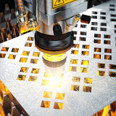 Metal sheet being laser cut designed with machine