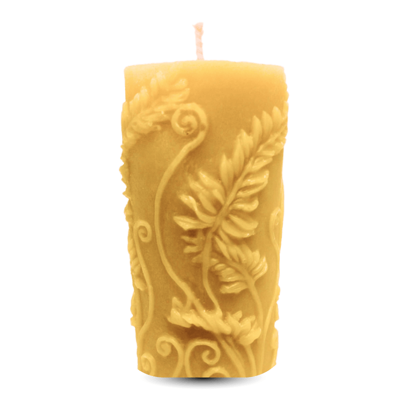 2 inch Ornate Cylinder Beeswax Candle - Honey Pacifica