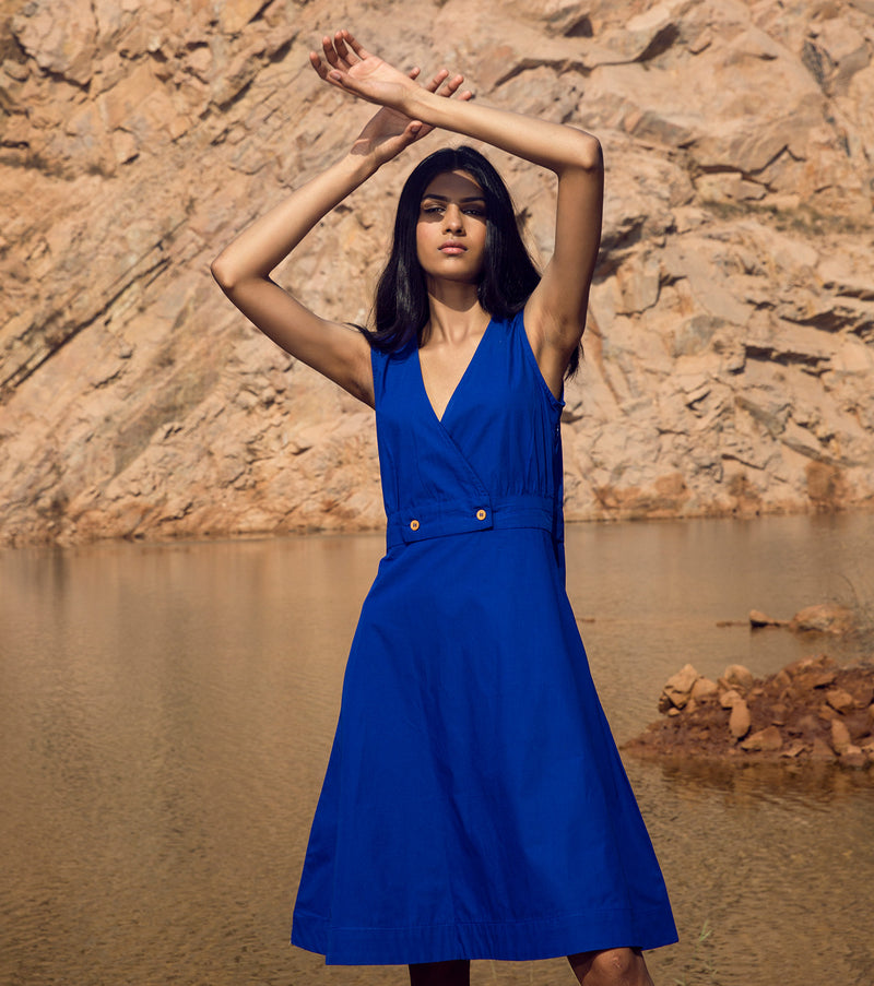 KharaKapas I Electric Blue Sleeveless Short Dress I 32 Days Of Summer