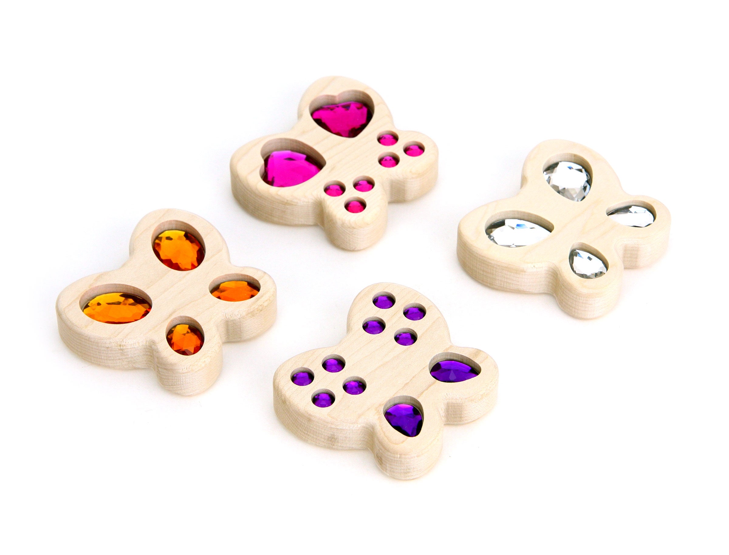 Bright Butterfly Gem 4 pc. Sensory Stacker Maple Block Set