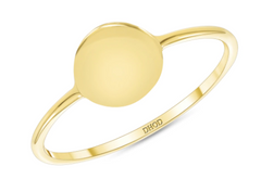 14K Gold Disc ID Ring