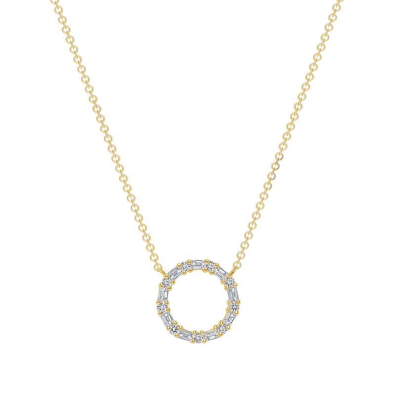 14K Yellow Gold Diamond Lock & Key Necklace - 14YG / .21ct