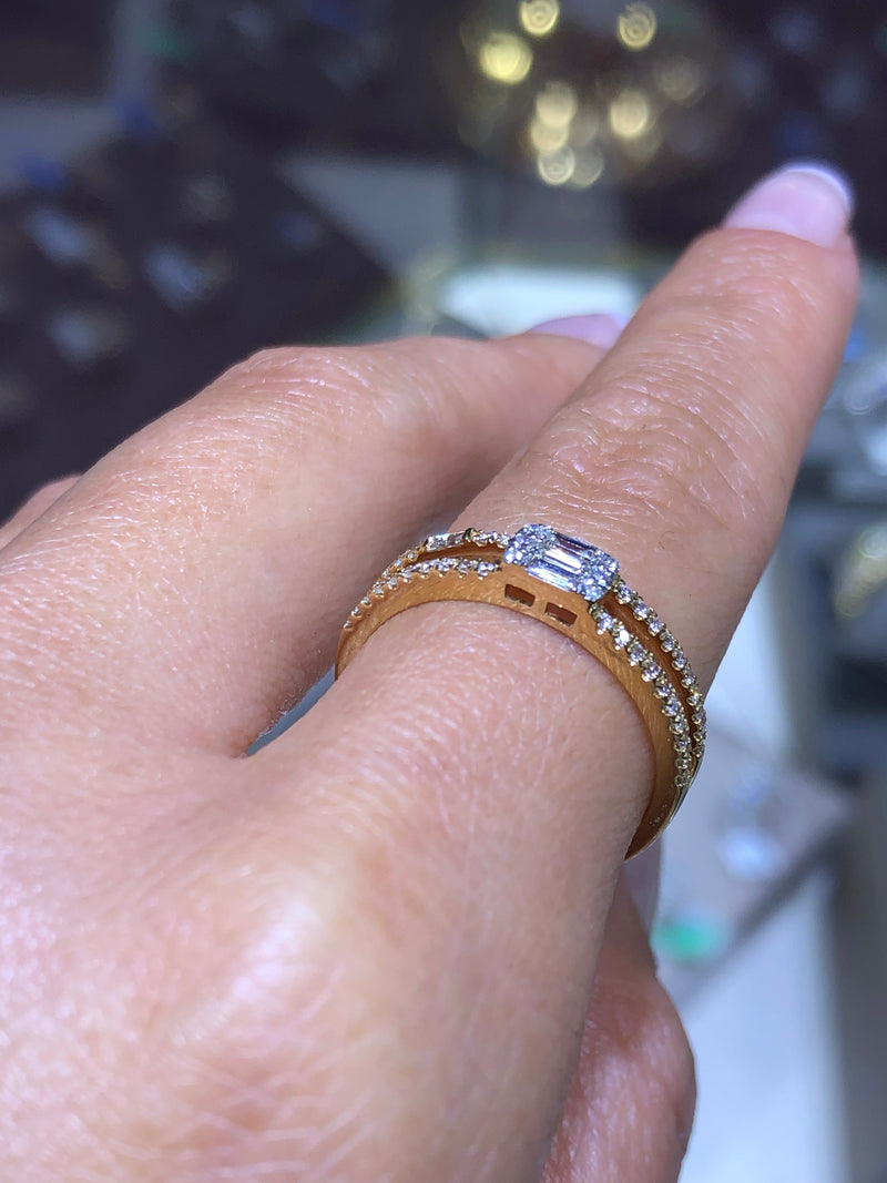 14K Yellow Gold Two Row Crown Diamond Band | David's House of Diamond