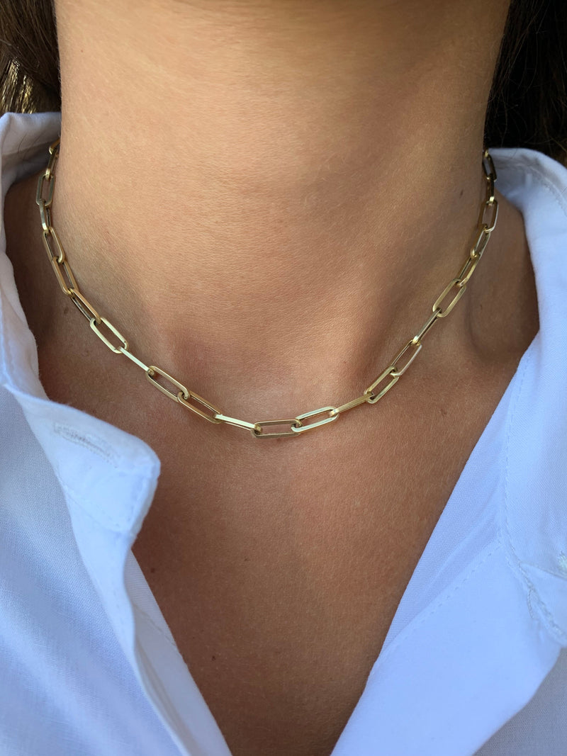 Buy 14k Yellow Gold Hollow Paper Clip Chain 16-30 Inch 5.50mm Online at SO  ICY JEWELRY