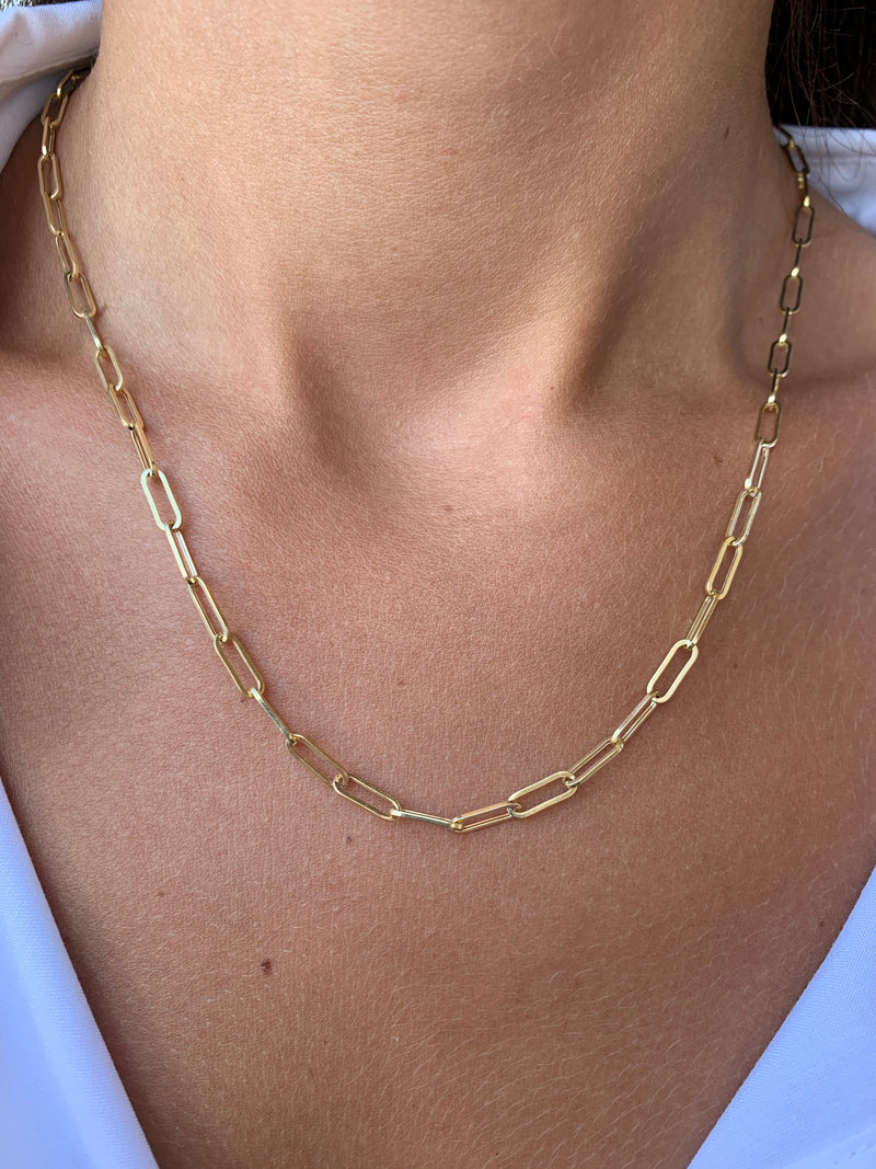 14K Gold Paperclip Medium Necklace – David's House of Diamonds