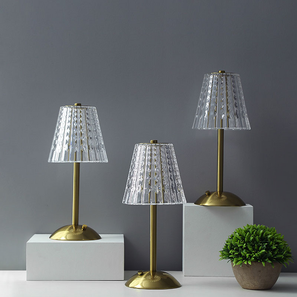 Rechargeable Vintage Crystal Metal Table Lamp