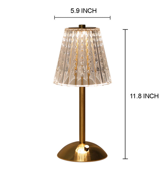 Rechargeable Vintage Crystal Metal Table Lamp