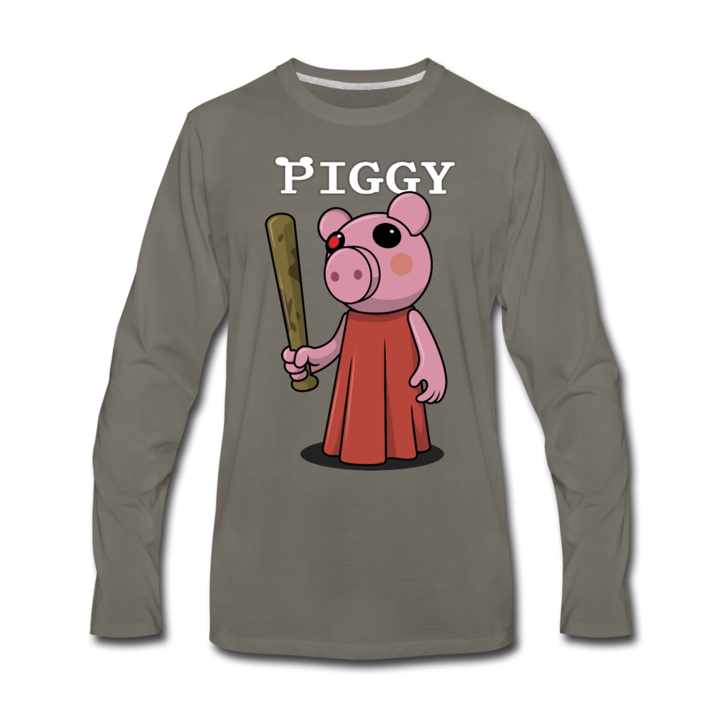Piggy Logo Long Sleeve T-Shirt (Mens) - asphalt gray
