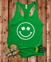 Load image into Gallery viewer, Lucky Clover Smiley Face Women&#39;s St. Patrick&#39;s Day Tank Top

