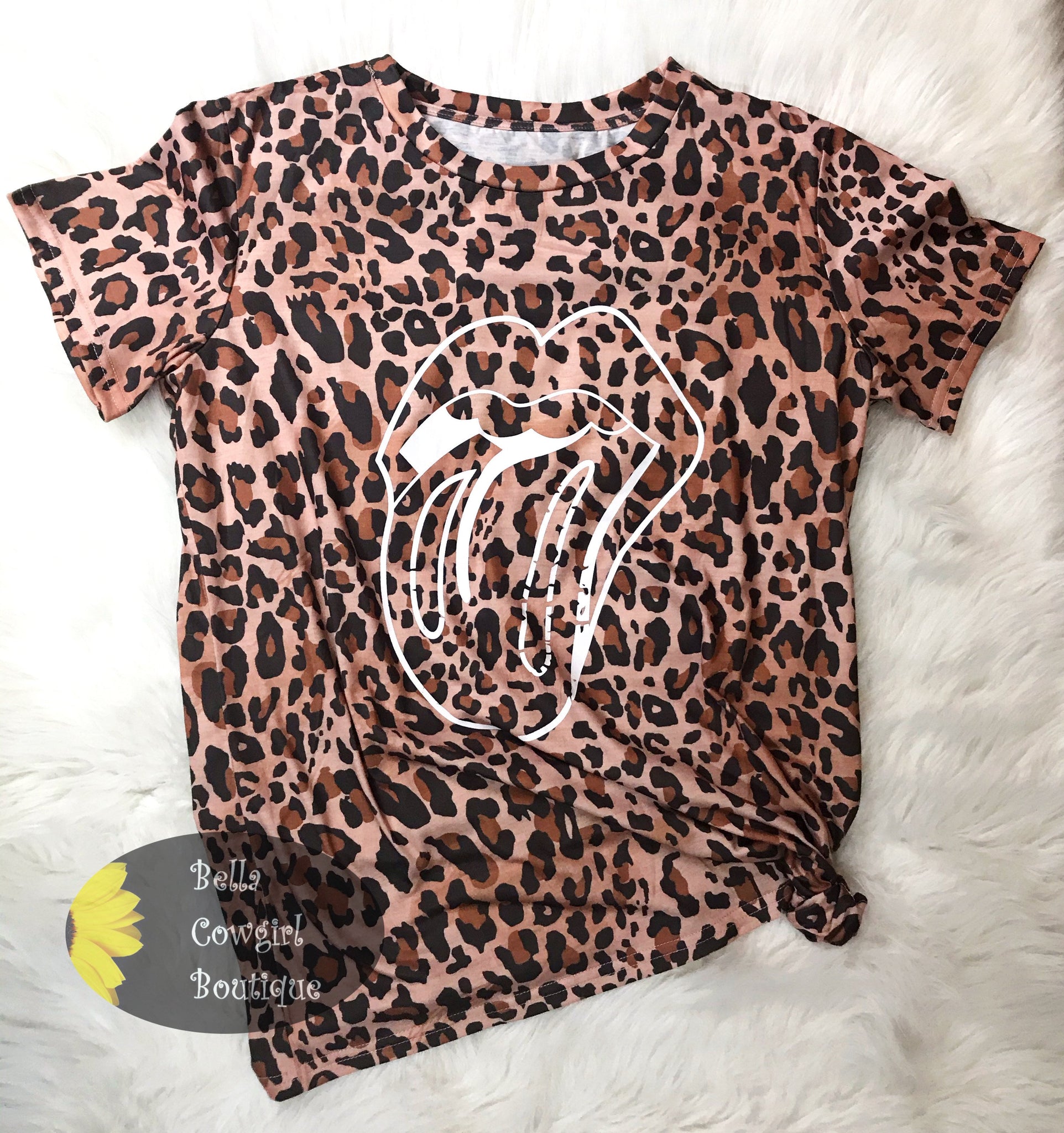 leopard print lips t shirt dress
