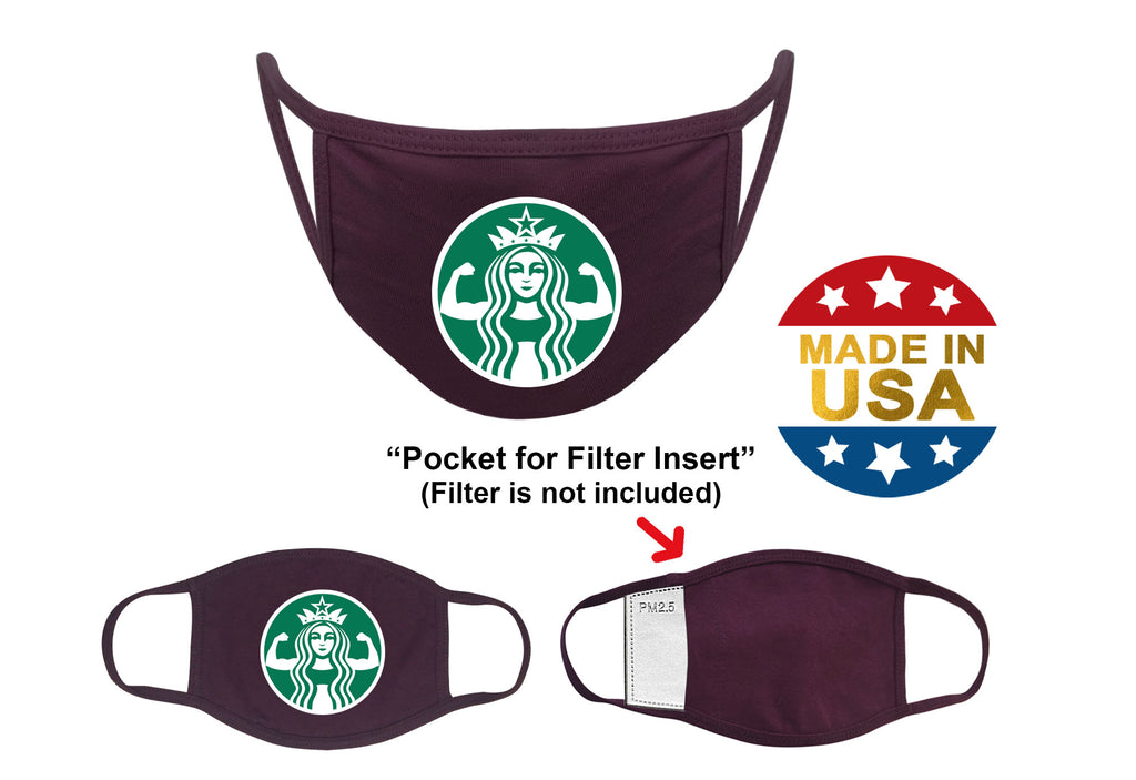 Made in USA Adult Unisex Mouth Mask w/ Filter POCKET Anti-Dust Cotton Blend Washable Reusable w/ Print #Muscle Girl
