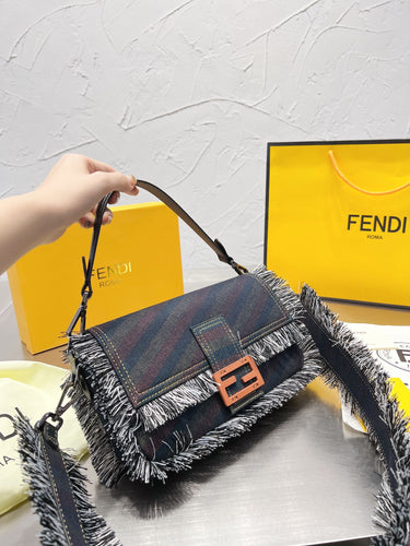 FF140 Fendi x Versace Leather Baguette Bag / 8.7x5.1x1.6inch