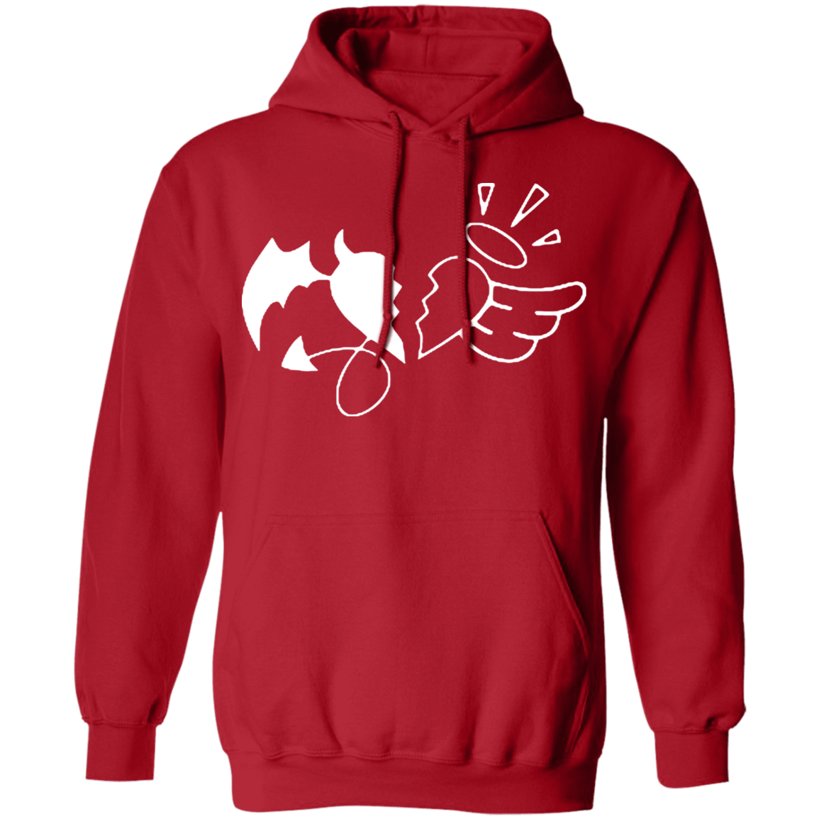 demon and angel hoodie red and white