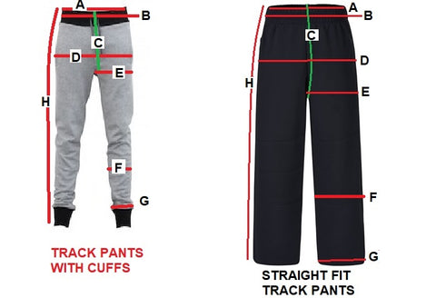 Adults Track Pants Size Guide
