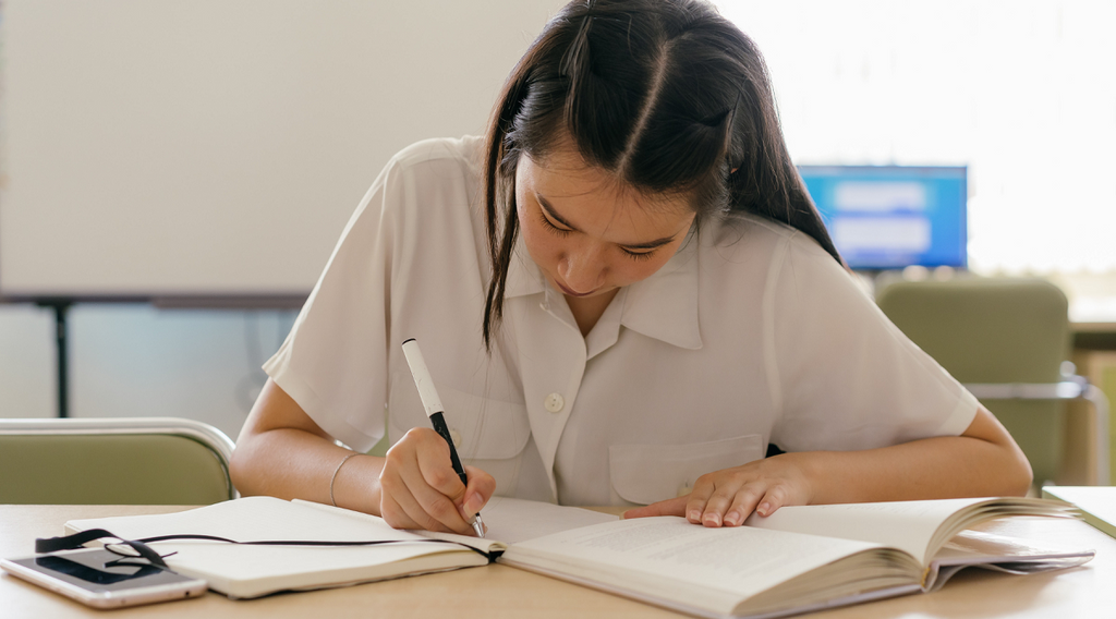 woman studying