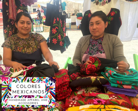 Juana and Margarita Perez, cousins from Zinacantan, Chiapas, Mx, whose magical hands produce gorgeous, flower-laden blouses.