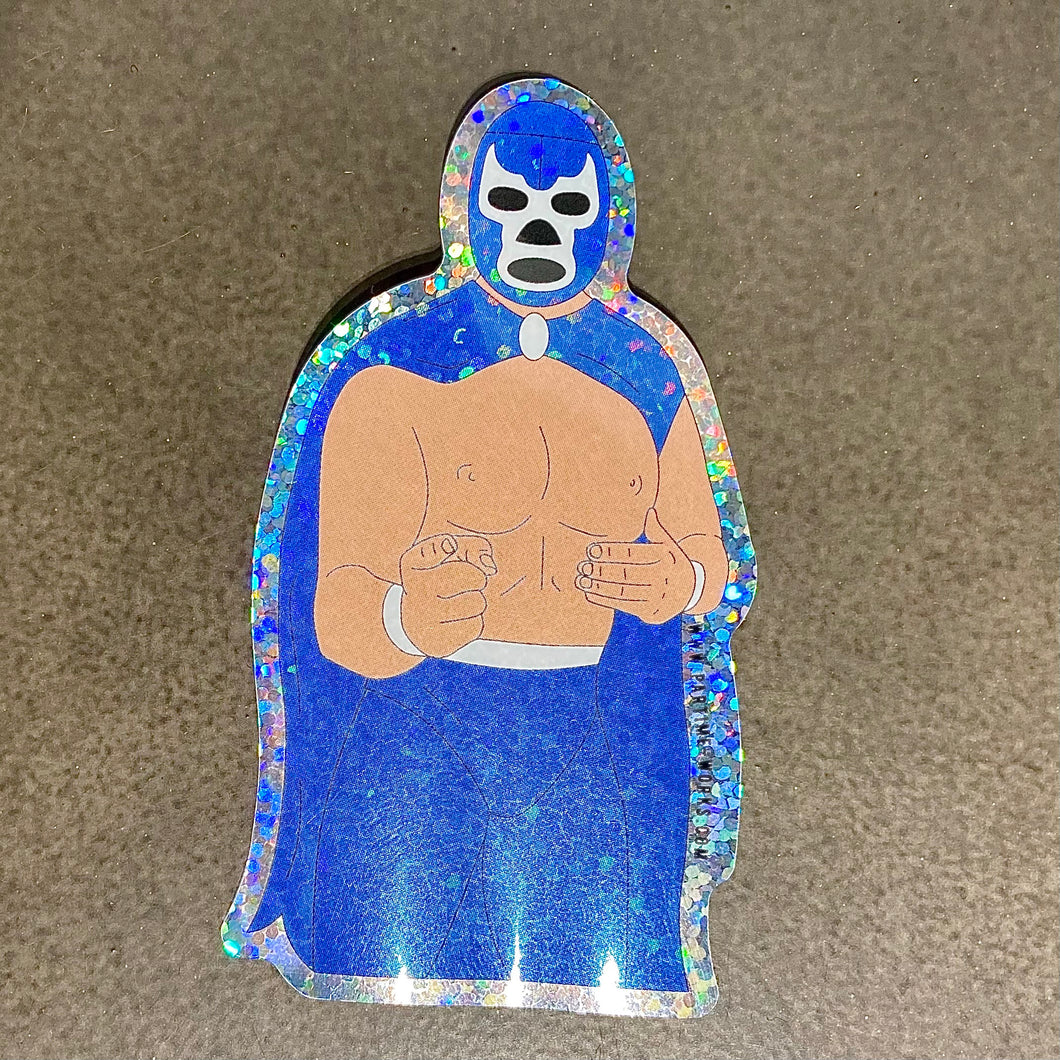 Blue Demon Luchador Holographic Sticker