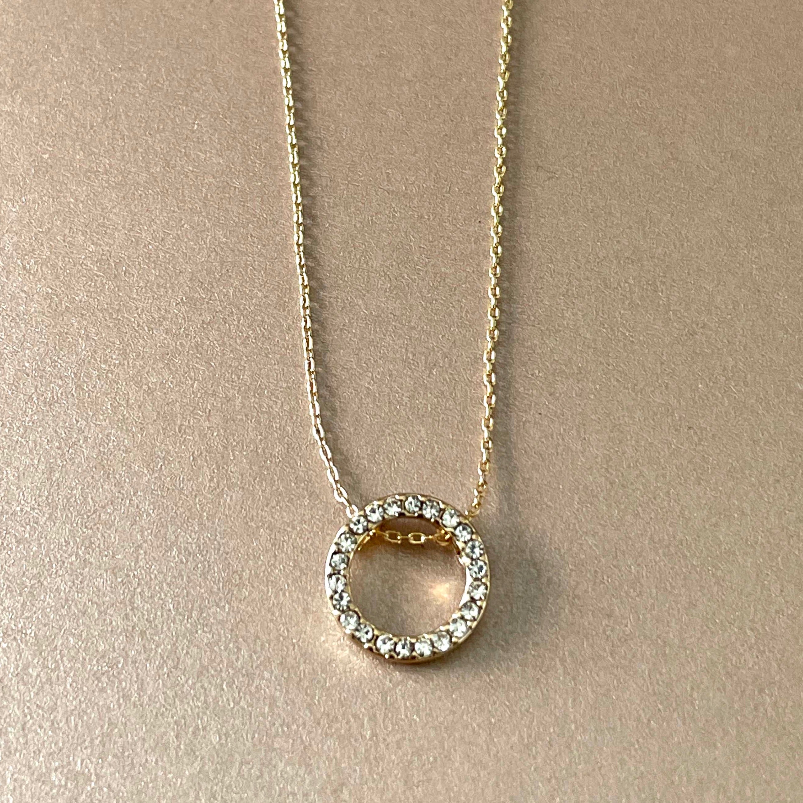 diamante circle necklace