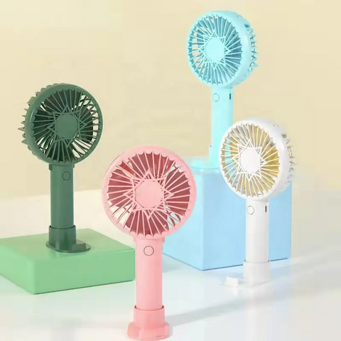 Picture-of-four-different-coloured-handheld-portable-fans