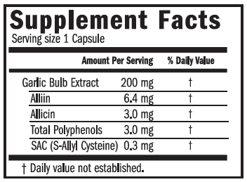 benecinpro DEFENSE supplement facts chart