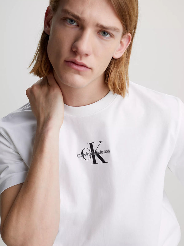 CALVIN KLEIN Monogram Logo Slim Fit Cotton T-Shirt - White