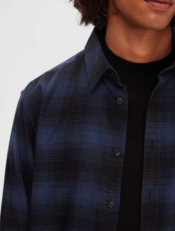Selected Homme - Flannel Overshirt - Dark Blue Check – Replay Menswear
