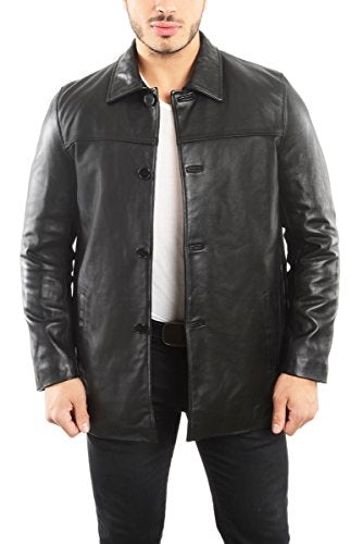 Jacketars Mixed Stud Button Leather Coat