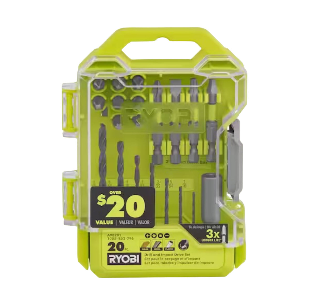 Ryobi Juego Mechas y Puntas Alto Impacto 20Pzas