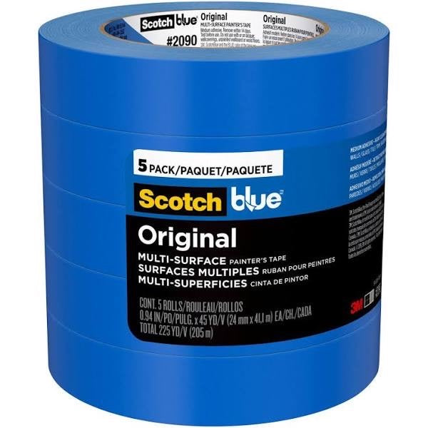 3M Tirro Azul Baja Adhesion 1” x 40Mts 5Pzas
