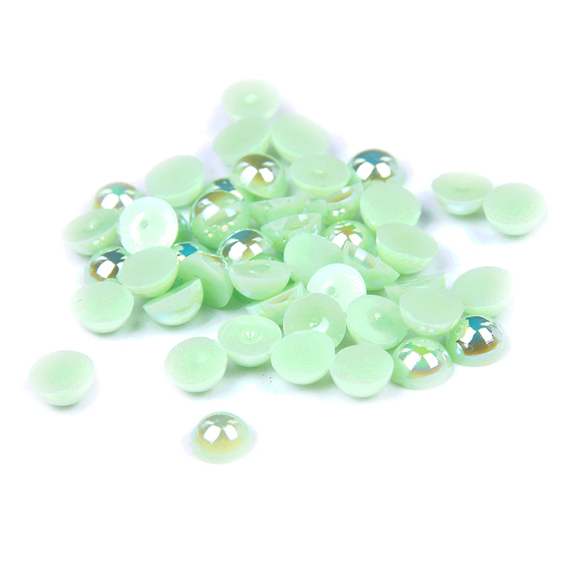 Green AB Flat Back Pearls