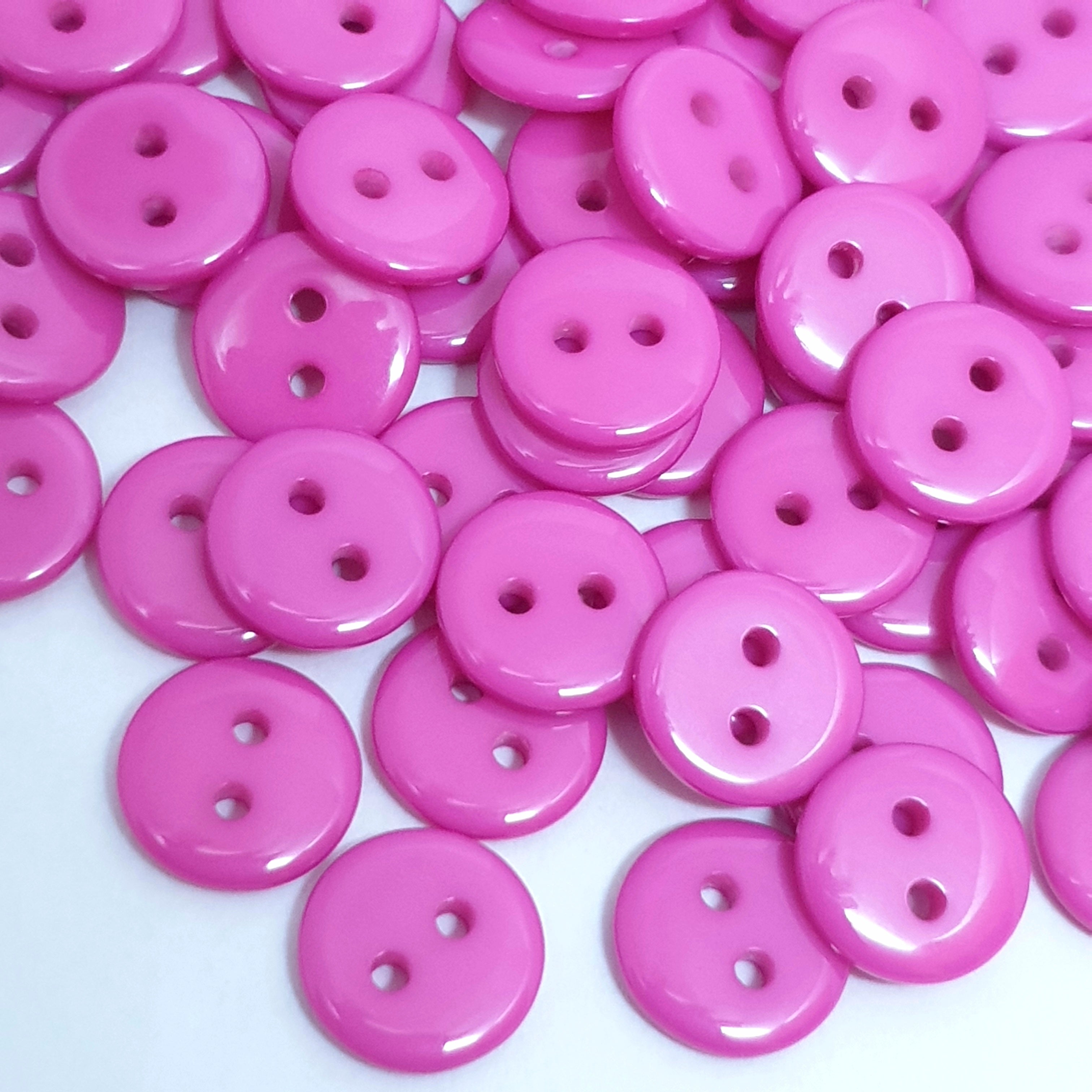 30PC Hot Pink Flat Round 4 Holes Resin Buttons, 30x3mm( 1-3/16x1/8 Inch)